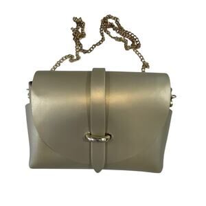 Vera Pelle-Cecilia-Crossbody Bag, Leather W/Gold Tone Chain